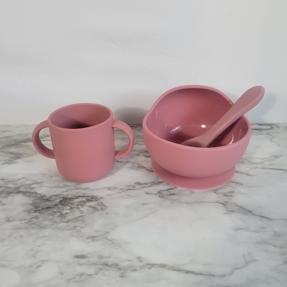 SILICONE training cup, bowl and spoon set - Picture 5 of 7